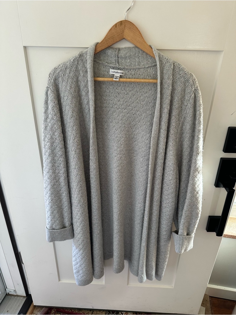 croft & barrow Light Gray Open-Front Knit Cardigan